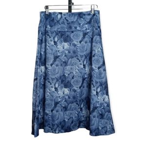 Bobbie Blue Floral Flared Skirt Size 8